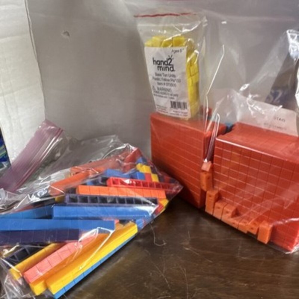 hand2mind Base Ten Units Plastic Math Manipulatives Set Yellow Red Blue 070505